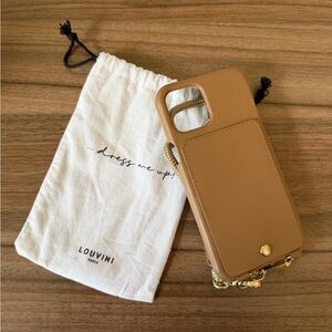 NWOT- Louvini iPhone 12 Pro Max Leather Case with Crossbody Strap